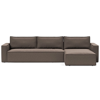 Newilla Bouclé Taupe Sovesofa inkl. lounger - Oplev nu!